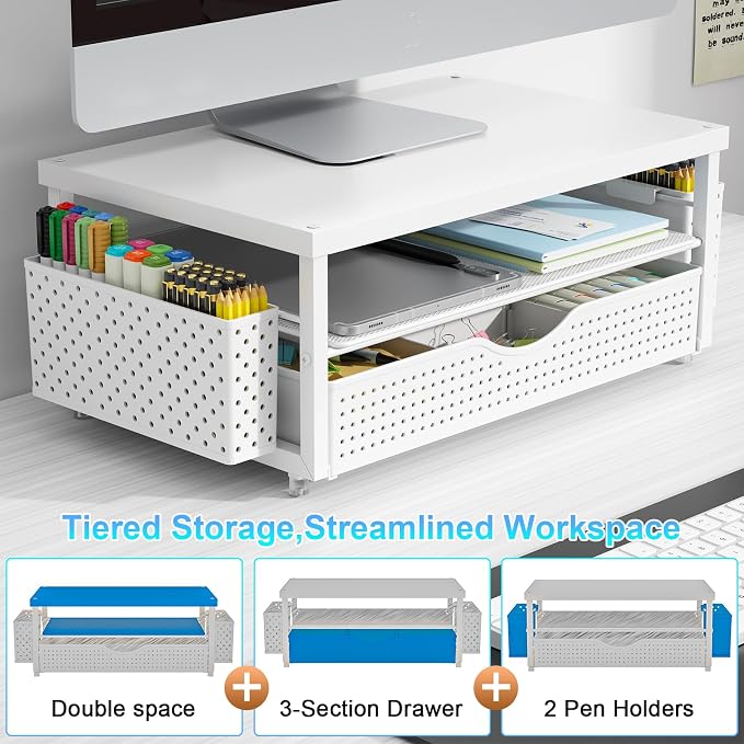 gianotter Wood Monitor Stand Riser, Office Desk Shelf Organizer, Desk Organizer - Image 4