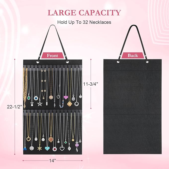 Caffox Hanging Necklaces Holder, Large Jewelry Organizer - Image 4
