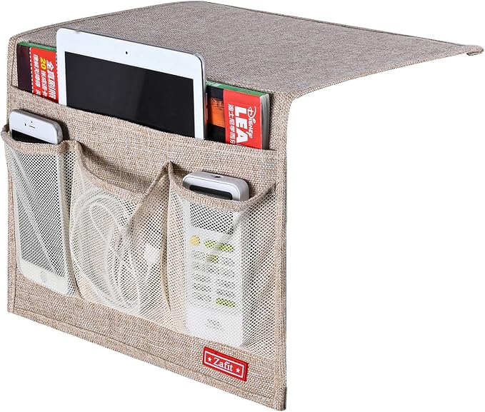 Zafit Linen 4 Pockets Bedside Caddy, Bedside Storage Organizer - Image 2