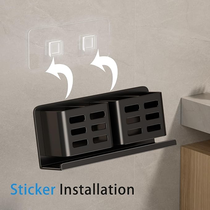 Aluminum Toothbrush Holder Self-Adhesive Hanging Bracket Shower Toothbrush - Image 5