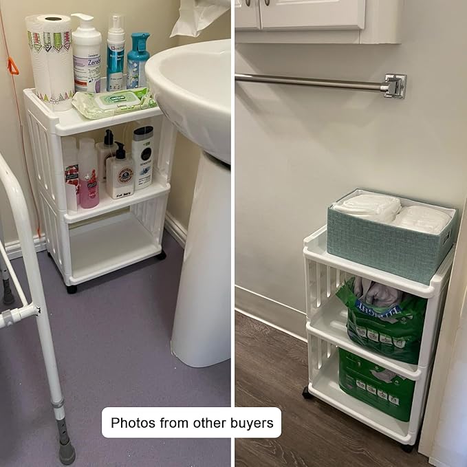 Rolling Storage Utility Cart Slim Organizer Shelf - Image 2
