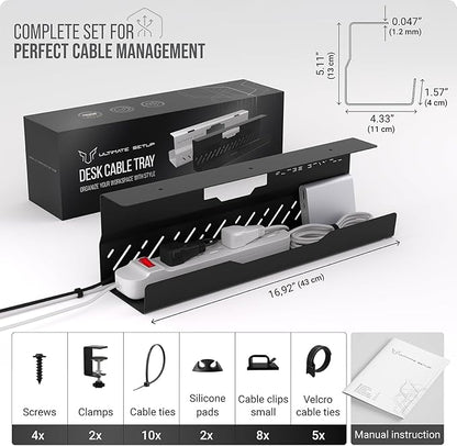 Under Desk Cable Management Tray no Drill – Wire Management - Image 6