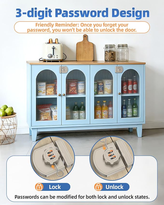 180 Degree Combination Cabinet Lock, Keyless 3 Digit Password Lock, Anti Pry - Image 6
