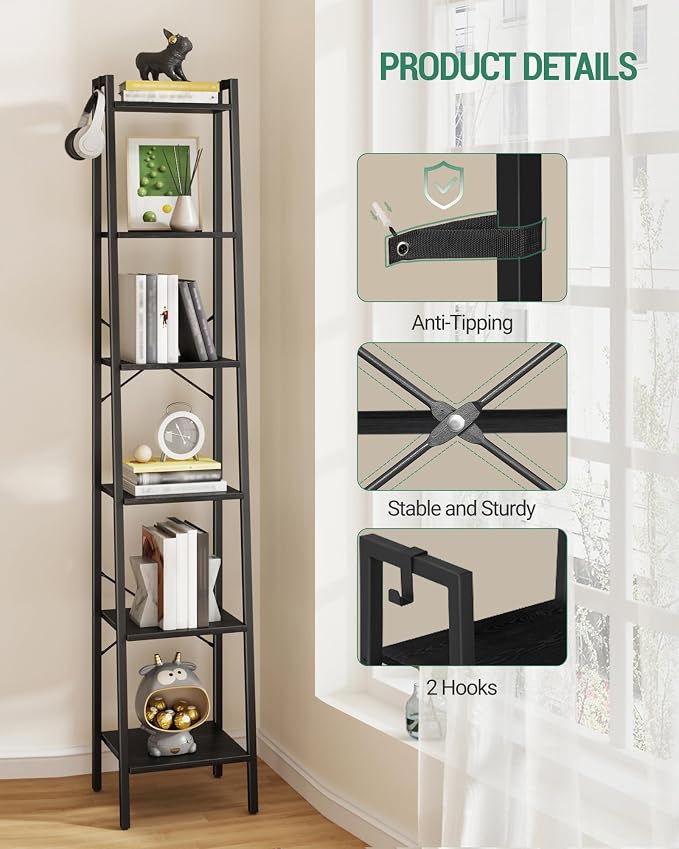Hzuaneri Ladder Shelf, Freestanding Corner Storage Shelf | Bookcase - Image 5