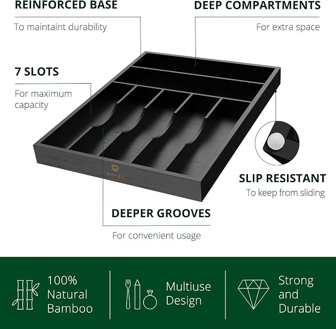ROYAL CRAFT WOOD Luxury Bamboo Kitchen Drawer Organizer - Image 2