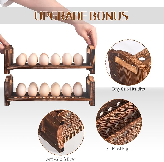 Wooden Egg Holder 2 Layer Rack Holders Countertop Stackable Quail Egg Sorter - Image 5
