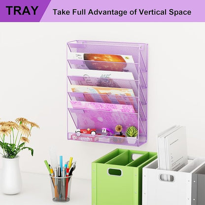 Wall File Organizer Holder Mesh Hanging Paper Document Holder, Vertical 6 - Image 7