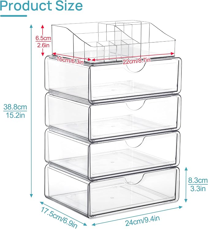 Vtopmart 5 Tier Clear Makeup Organizer - Image 3
