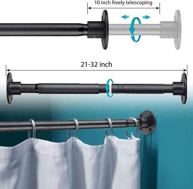 Closet Clothes Hanging Rod, 21-32 inch Adjustable Size, Screw Fixing Connection - Image 5