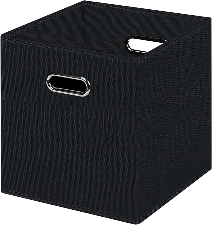 Black Foldable Storage Cubes Bins, Fabric Storage Box Cubes Organizer Baskets by HEAYEEG