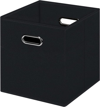 Black Foldable Storage Cubes Bins, Fabric Storage Box Cubes Organizer Baskets by HEAYEEG
