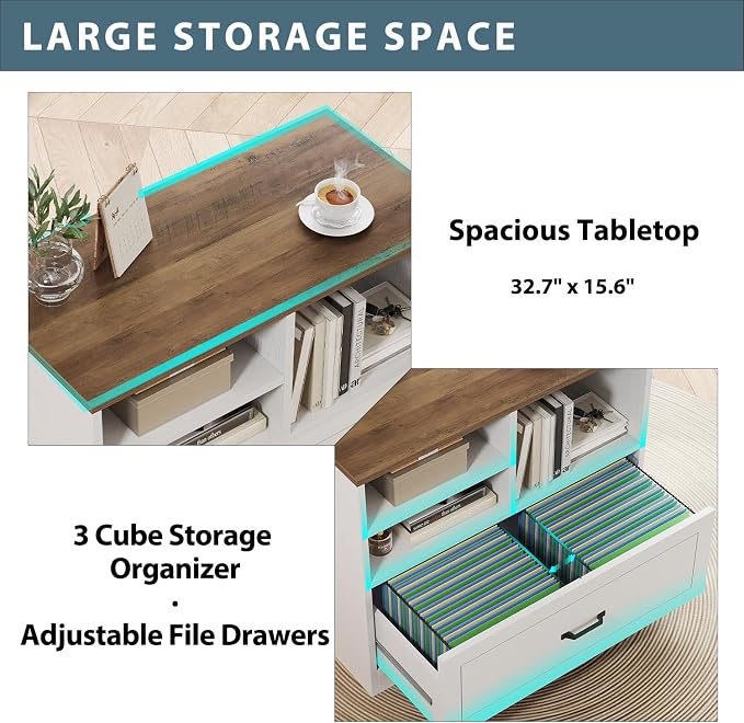 LVB Lateral File Cabinets for Home Office, Wood Filing Cabinet Drawers for - Image 6