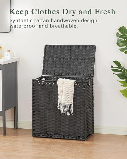 Laundry Hamper with Lid Wicker Laundry Basket 112 L Laundry Hampers Handwoven - Image 2
