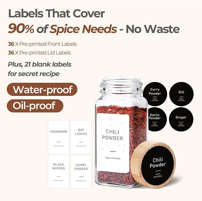 ComSaf Spice Jars with Label 4 oz 24Pcs, Glass Spice Jars with 6 Extra Shaker - Image 5