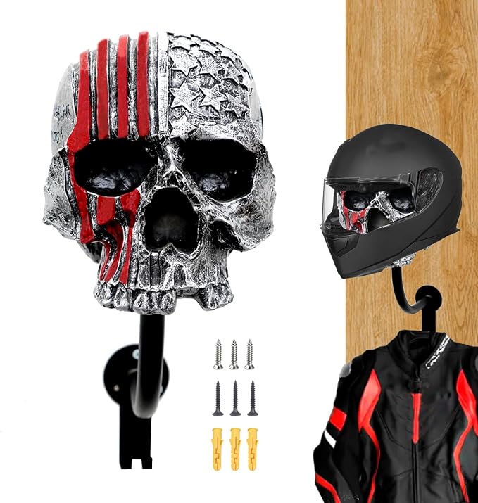 Motorcycle Helmet Rack Wall Mount, Baseballs and Rugby Helmet, Motorcycle by Tooyuart