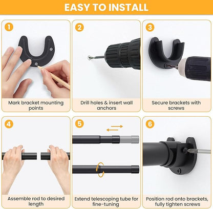 2 Pack Closet Rods for Hanging Clothes, 17-98 Inch No-Cut Stepless Adjustable - Image 6