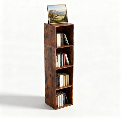 Cube Storage Organizer, 4 Cube Retro Bookshelf, Freestanding 4 Tier Open Shelf by NewBeth