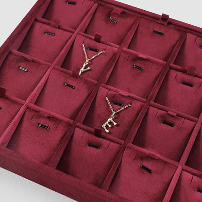 Velvet Necklace Display Tray, Stackable 24 Grid Insert Pendant Necklaces - Image 5