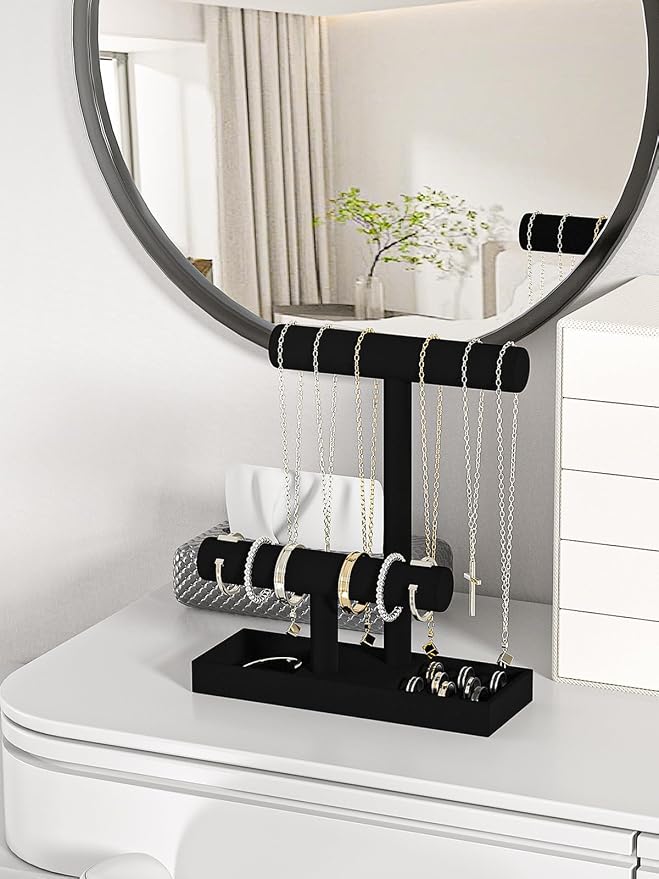 Bracelet and Necklace Holder, Velvet Jewelry Necklace Display Organizer Stand - Image 2