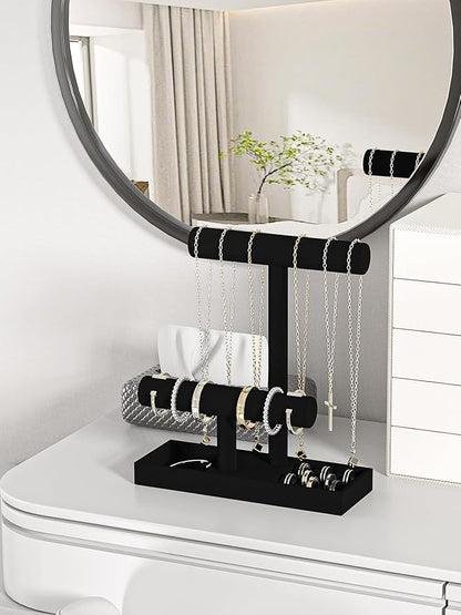 Bracelet and Necklace Holder, Velvet Jewelry Necklace Display Organizer Stand - Image 2