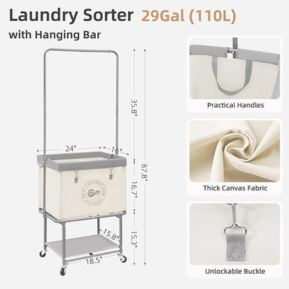 STORAGE MANIAC Rolling Laundry Cart - Image 4