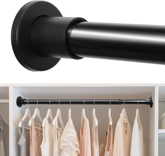 Closet Rods for Hanging Clothes, 18-92 Inch Stepless Adjustable Closet Rod by CLOPOMIC