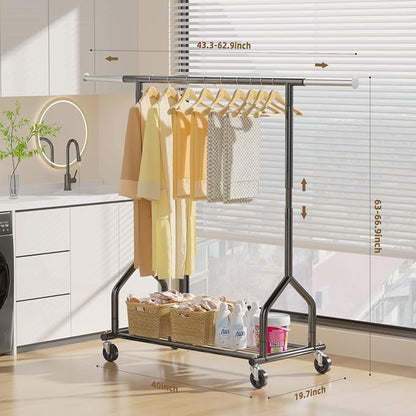EAGMAK Heavy Duty Clothes Rack Load 424 LBS, Rolling Clothing Rack - Image 3
