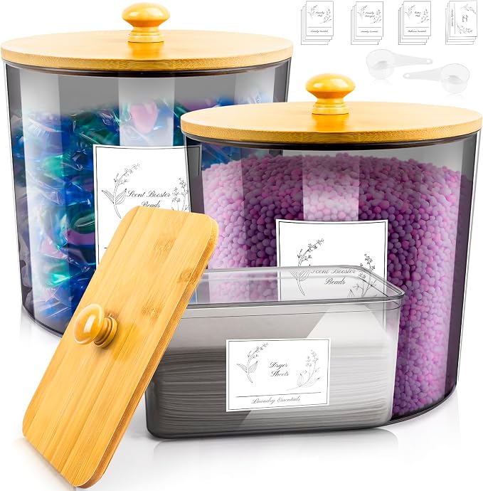 3 Pack Plastic Laundry Powder Container & Dryer Sheet Holder by Zingbee