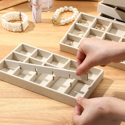 Highergo 8 Pcs Velvet Jewelry Trays Stackable Drawers Organizer Ring Earring - Image 5