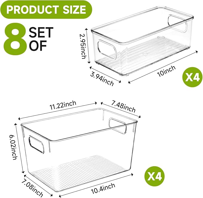 YKIOKE 8 Pack Clear Plastic Storage Bins - Image 2