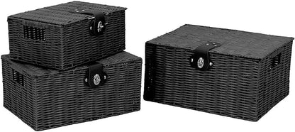 Set of 3 Woven Wicker Storage Basket Box - Image 7