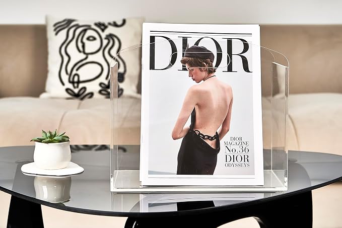 Magazine Rack - Clear Acrylic Magazine Holder, Acrylic Newspaper Stand Organizer - Image 3