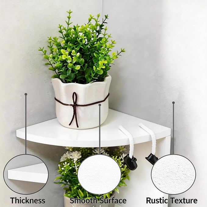 No-Drill Corner Shelf Wall Mount, 7-Tier Thickened 12mm Floating Bookshelf - Image 5