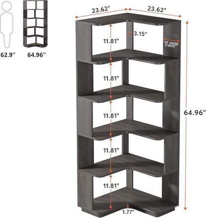 Tribesigns 6-Tier Corner Bookshelf, 64.9 Inches Tall Corner Bookcase - Image 2