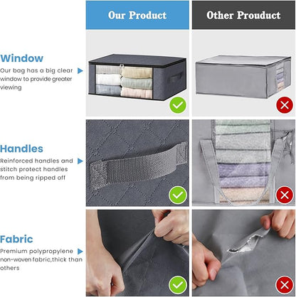 HomeHacks Storage 4-Pack Clothes Organizer Storage Bags Foldable Storage Box - Image 4