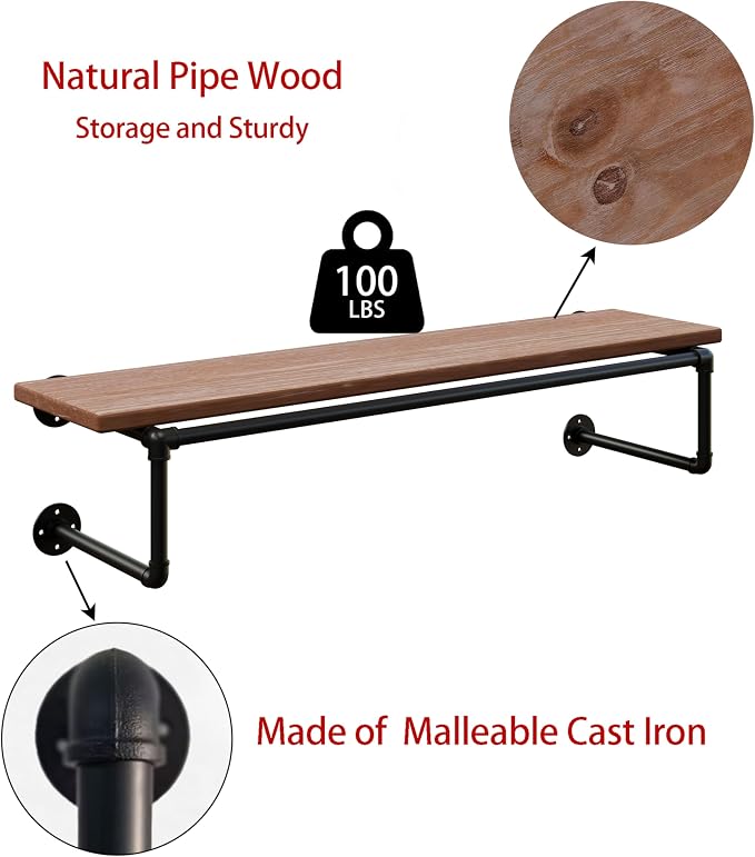 Clothes Rack 42in, Wall Mounted Garment Racks - Image 8