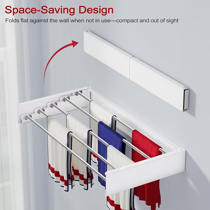 Wall Mounted Drying Rack 23.6", Foldable Laundry Drying Rack - Image 3