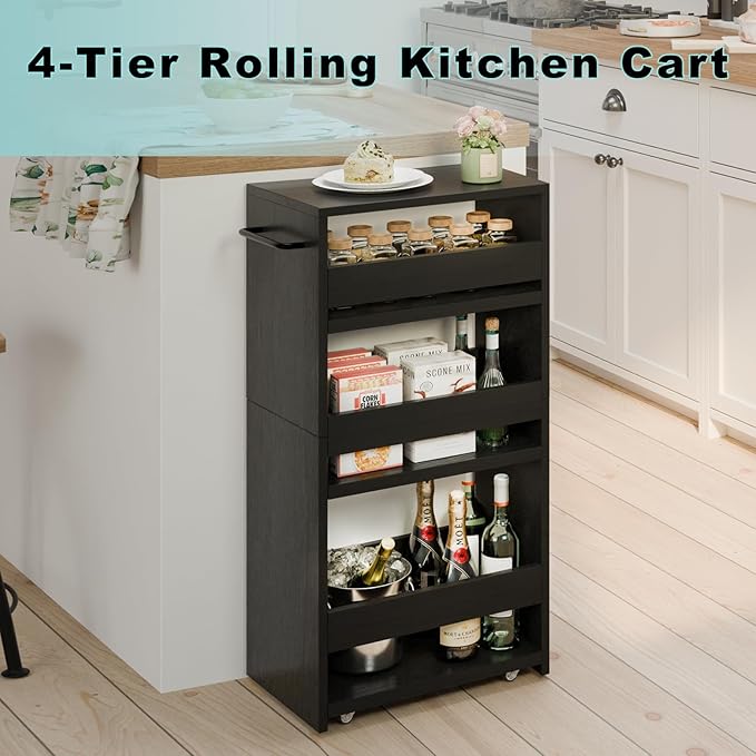MARTY Rolling Storage Cart 7.9" W, 4-Tier Kitchen Cart - Image 5