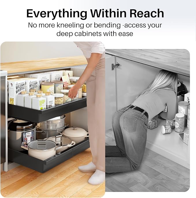 Pull out Cabinet Organizer, Adjustable Full-Extension Adhesive Roll out Shelves - Image 8