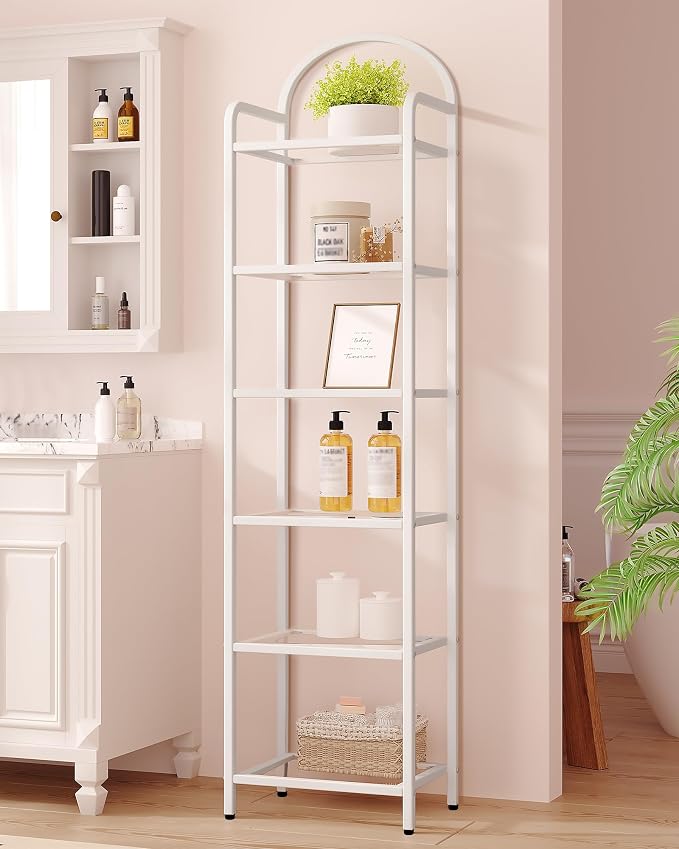 Hzuaneri Bookcase Bookshelf, Tempered Glass Bookshelves | Slim Shelving Unit - Image 3