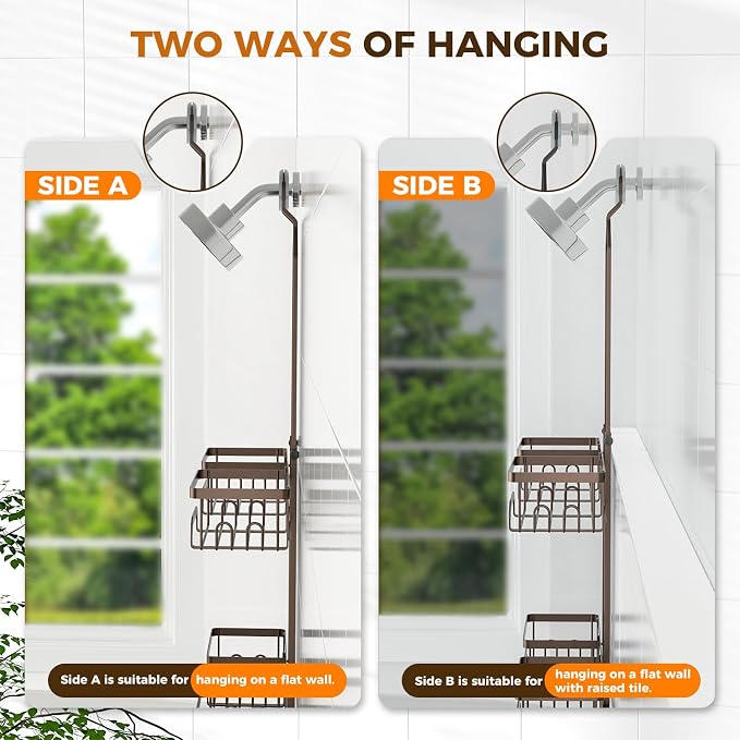 REINHARDT Shower Caddy Hanging for Handheld Showerheads Adjustable Split Shower - Image 9