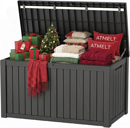 200 Gallon Outdoor Storage Box, Large Waterproof Resin Deck Box, Lock Storage by ATMELT