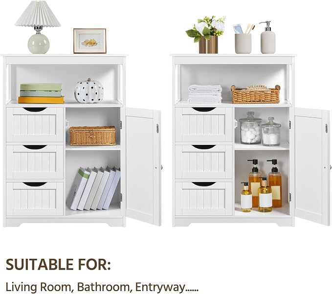 Yaheetech Bathroom Storage Cabinet Bathroom Floor Cabinet Freestanding Storage - Image 7