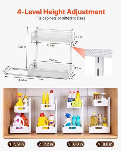 VEVOR Under Sink Organizer, 2 Pack 2-Tier Pull Out Cabinet Organizer - Image 3