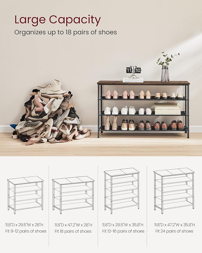 VASAGLE Shoe Rack, 4-Tier Shoe Storage Organizer - Image 6