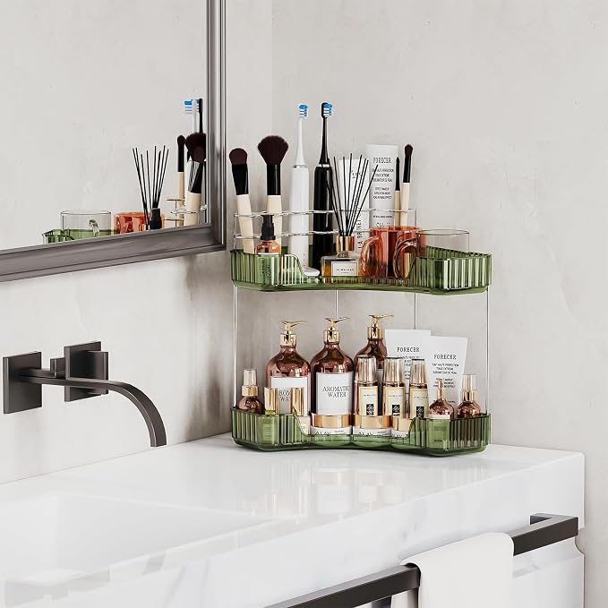 2-Tier Corner Bathroom Counter Organizer - Image 6