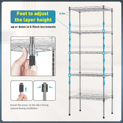BestOffice Adjustable NSF-Certified Metal Shelf Wire Shelving Unit Storage - Image 7
