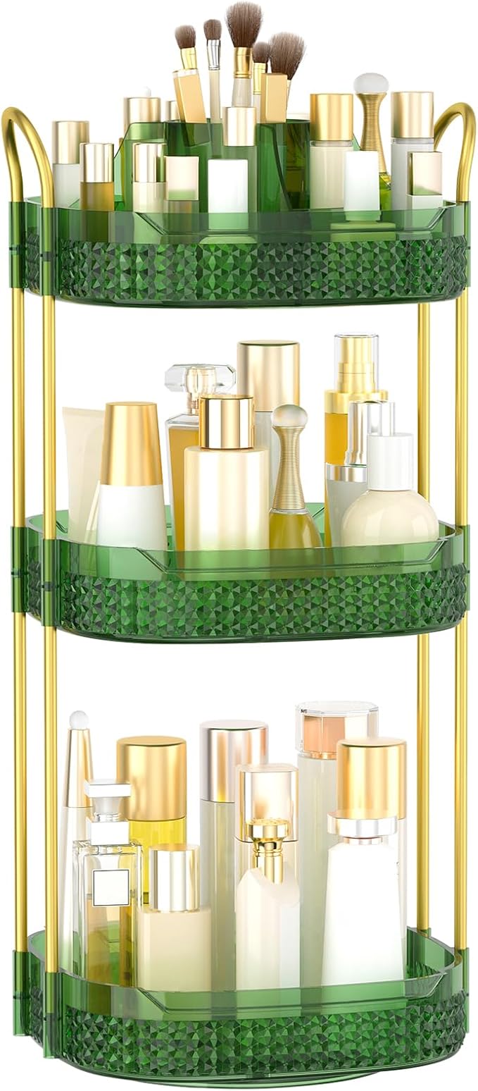 Rotating Makeup Organizer for Vanity 3 Tier, Perfume Organizer by BOCONY