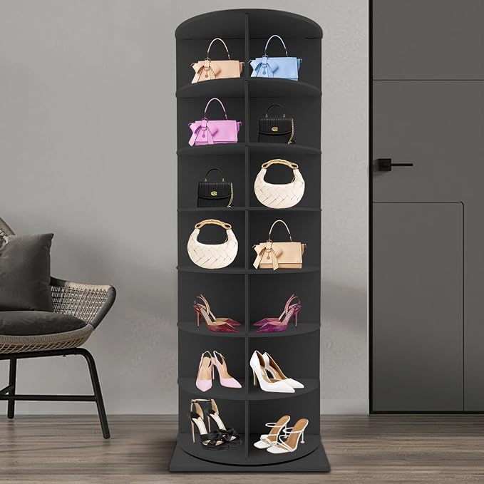 Rotating Shoe Rack, Free Standing Vertical Handbag Rotate Display Storage - Image 5
