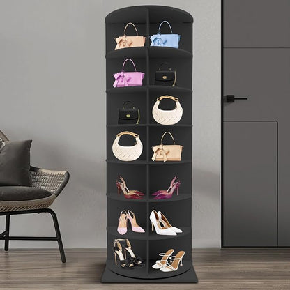 Rotating Shoe Rack, Free Standing Vertical Handbag Rotate Display Storage - Image 5